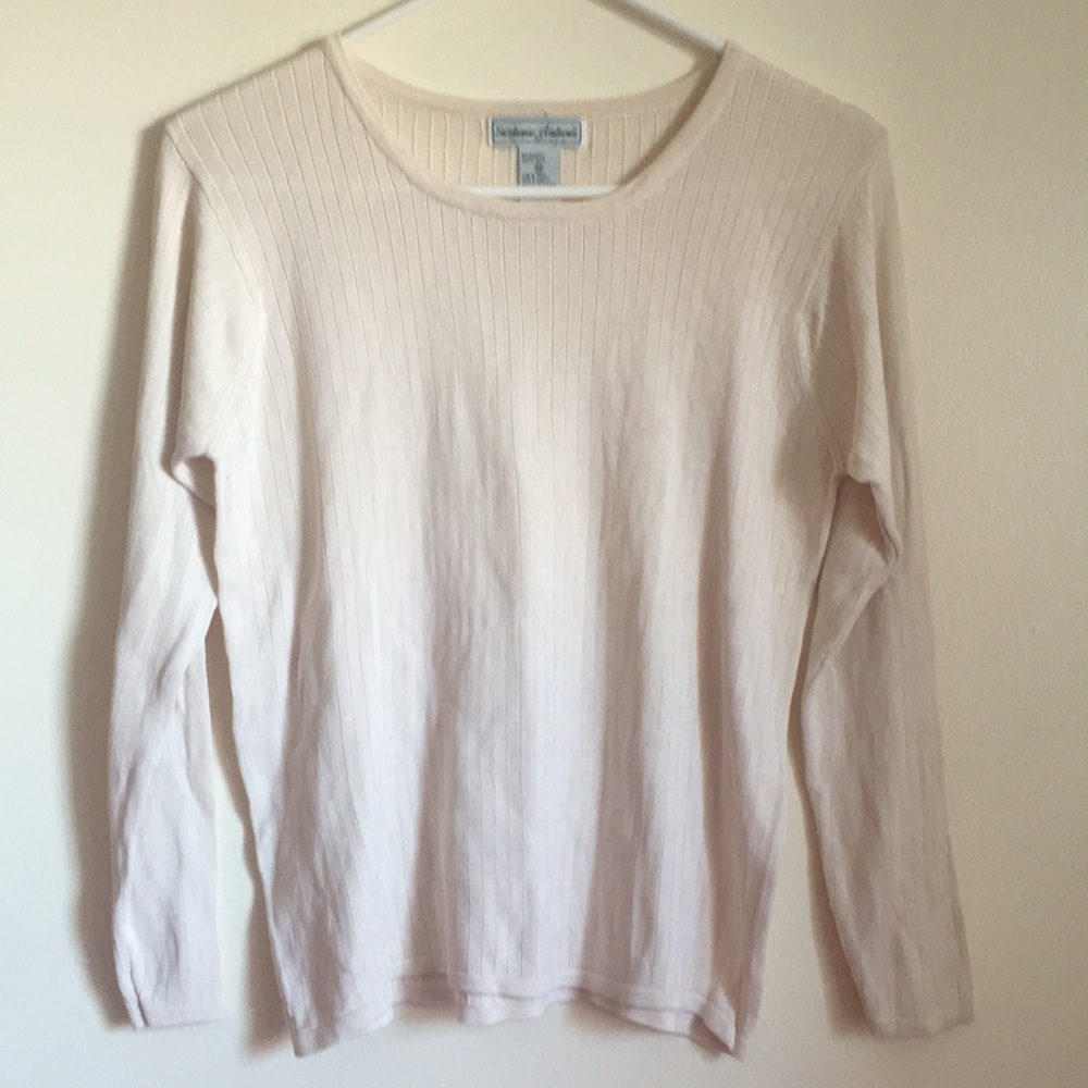 Stephanie Andrews Silk Long Sleeve Ribbed Shell